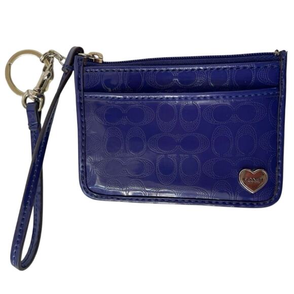 COACH F51676 PERFORATED EMBOSSED LIQUID GLOSS SKINNY ID / KEYCHAIN - Picture 1 of 6